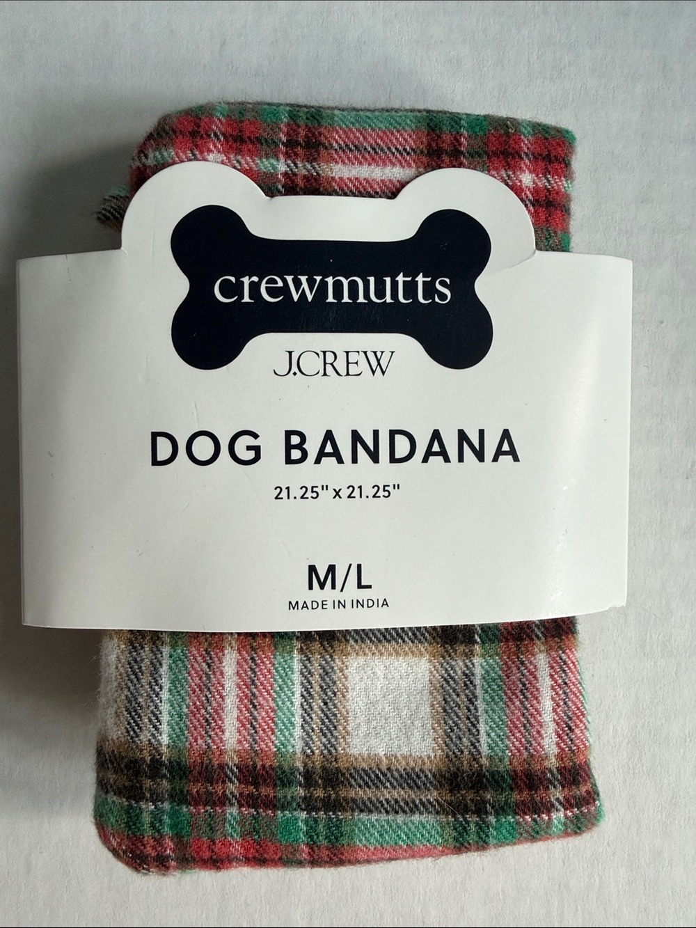 NWT J. Crew Crewmutts Plaid Dog Bandana | M/L